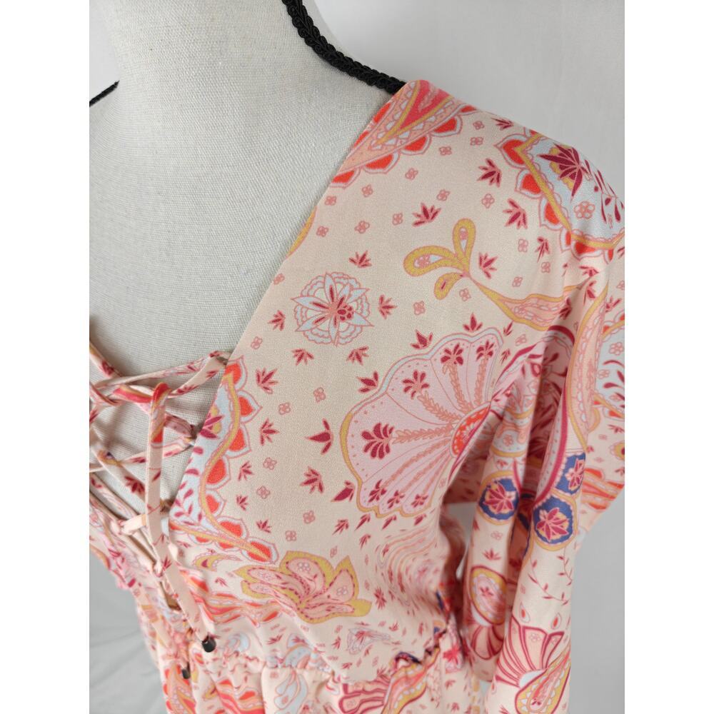 Women’s Lovers + Friends Paisley Romper Pink Multicolor Size Large - Picture 4 of 6